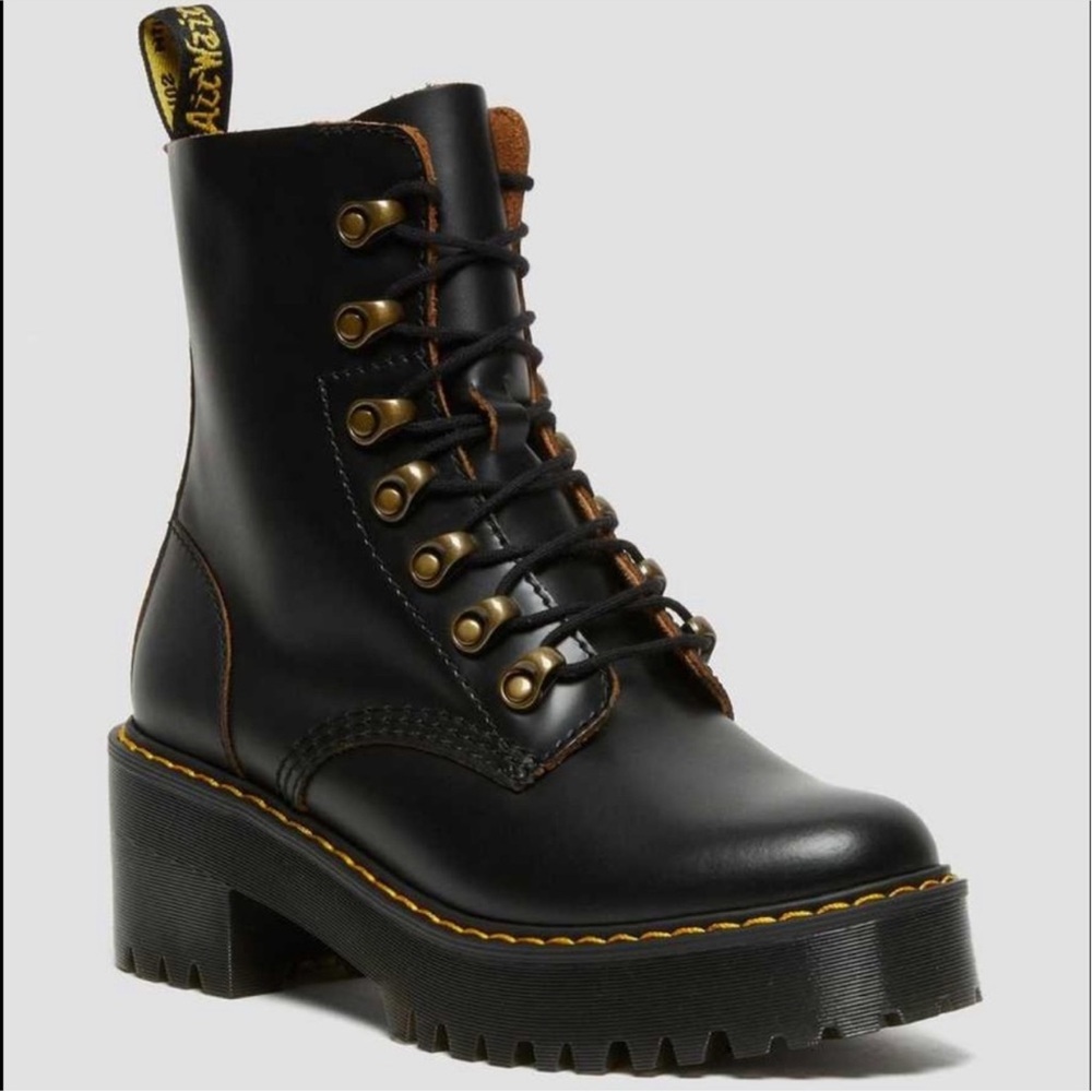 Dr. Martens Black Platform Leona Boots